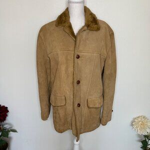 Vintage Sears Oakbrook Coat Suede Sherpa Rancher Men's 44 Regular Women's XL